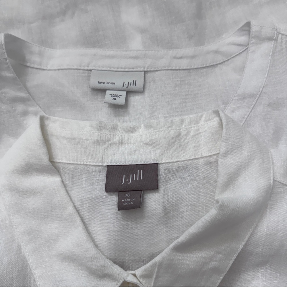 J Jill XL LOT of Two White 100% Linen Long Sleeve Button Down Blouse Tops - Picture 13 of 14